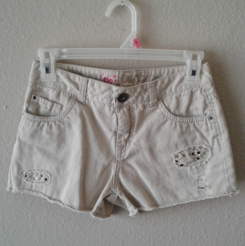 Sequence Ripped Cut Off Khaki Shorts